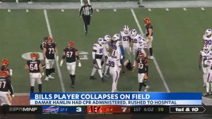 Shocking scene as Bills player Damar Hamlin suffers cardiac arrest at NFL game