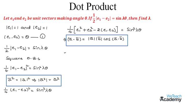 013-Dot Product Example – 1 ⧸ Vector Algebra ⧸ Maths Algebra