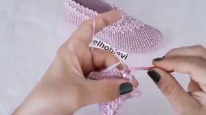 İki Şiş Boncuklu Buğday Başağı Patik Yapılışı / 36_37 Numara İçin / Knitting Slippers Pantufas DIY