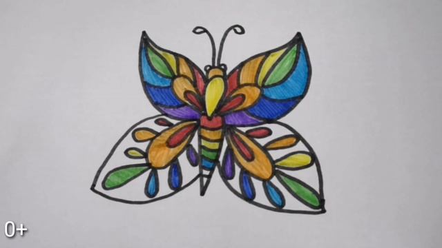 Как нарисовать БАБОЧКУ / мультик раскраска БАБОЧКА для детей / Раскраски малышам смотреть онлайн