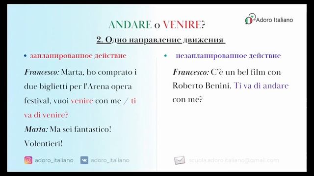 ANDARE O VENIRE? Как запомнить случаи их употребления в итальянском РАЗ И НАВСЕГДА.