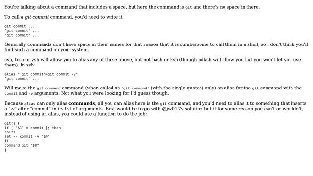 Unix & Linux: How can I create an alias for a git [action] command (which includes spaces)? смотреть онлайн