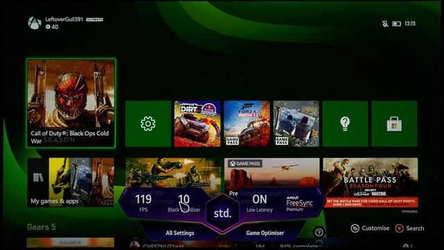 Игровая консоль Game Dashboard в телевизорах LG OLED