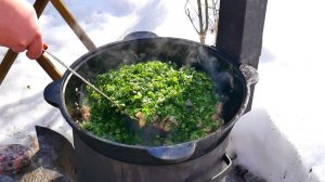 ЕВРЕЙСКИЙ ЗЕЛЕНЫЙ ПЛОВ. БАХШ - ПЛОВ В КАЗАНЕ НА КОСТРЕ. ENG SUB.