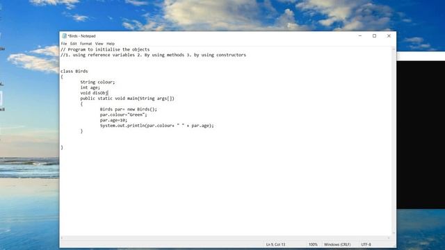 10092021 initialising an object in Java