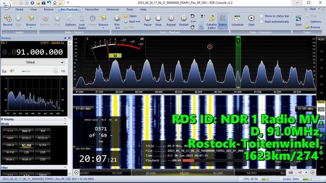 30.06.2023 17:06UTC, [Es], NDR 1 Radio MV, Германия, 91.0МГц, 1623км