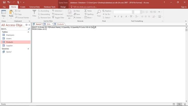 SQL in MS Access - Join Tables with INNER JOIN and ON