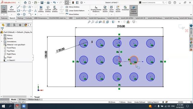 Solidworks (O`zbek tilida) 17_DARS:Linear va Circular pattern #solidworks #dimension #sketch #mirro