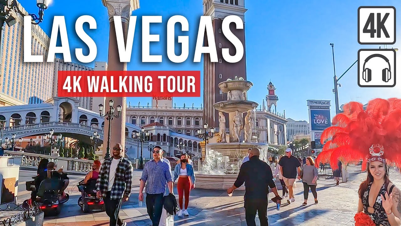 Лас-Вегас, США Пешеходная экскурсия по Лас-Вегасу в формате 4K - Отдых в Лас-Вегасе