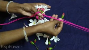 WHITE STAR PLUMERIA RUBRA Flowers & HIBISCUS BUDS Garland making//Garland making ideas//