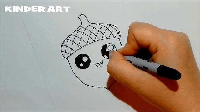 Как нарисовать желудь детям поэтапно | How to draw an acorn for kids