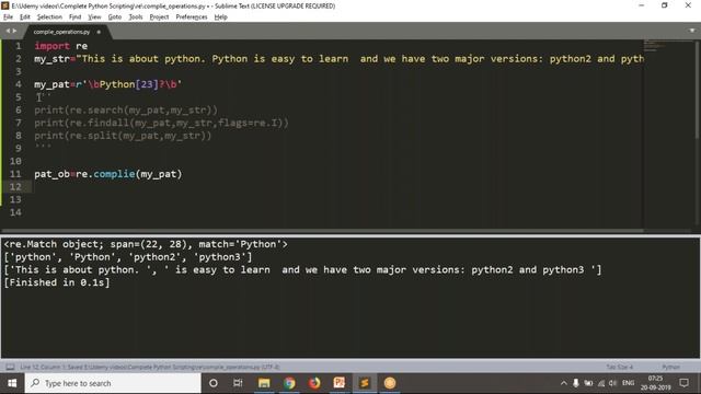 90.Complete Python Basics for Automation - Compile operation Execute all re operations