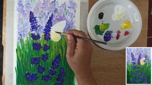 ?Рисунок гуашь "Бабочка на лаванде"/простые рисунки гуашью/Марина Бердник