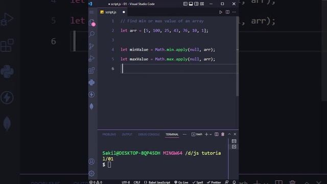 Find minimum and maximum value of array in JavaScript | #developerhub  |  @DeveloperHub1