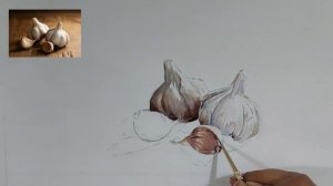 Garlic in watercolour Object drawing @fine9art