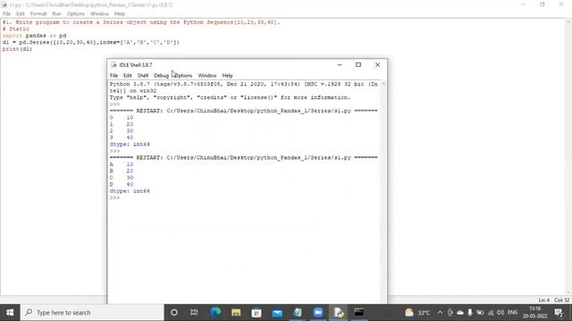Class 12 | Python Pandas| CBSE|Write program to create a Series object using the Python Sequence.