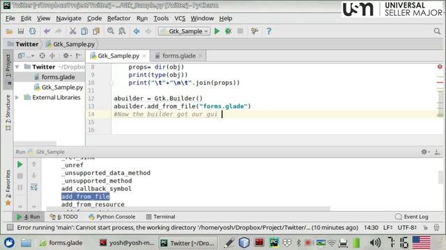 Python3 GTK Glade tutorial first step