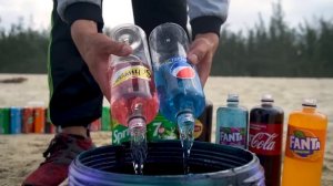 Big Coca Cola, Mirinda, Fanta, Pepsi, Sprite and Many Soft Drinks vs Different Mentos Underground