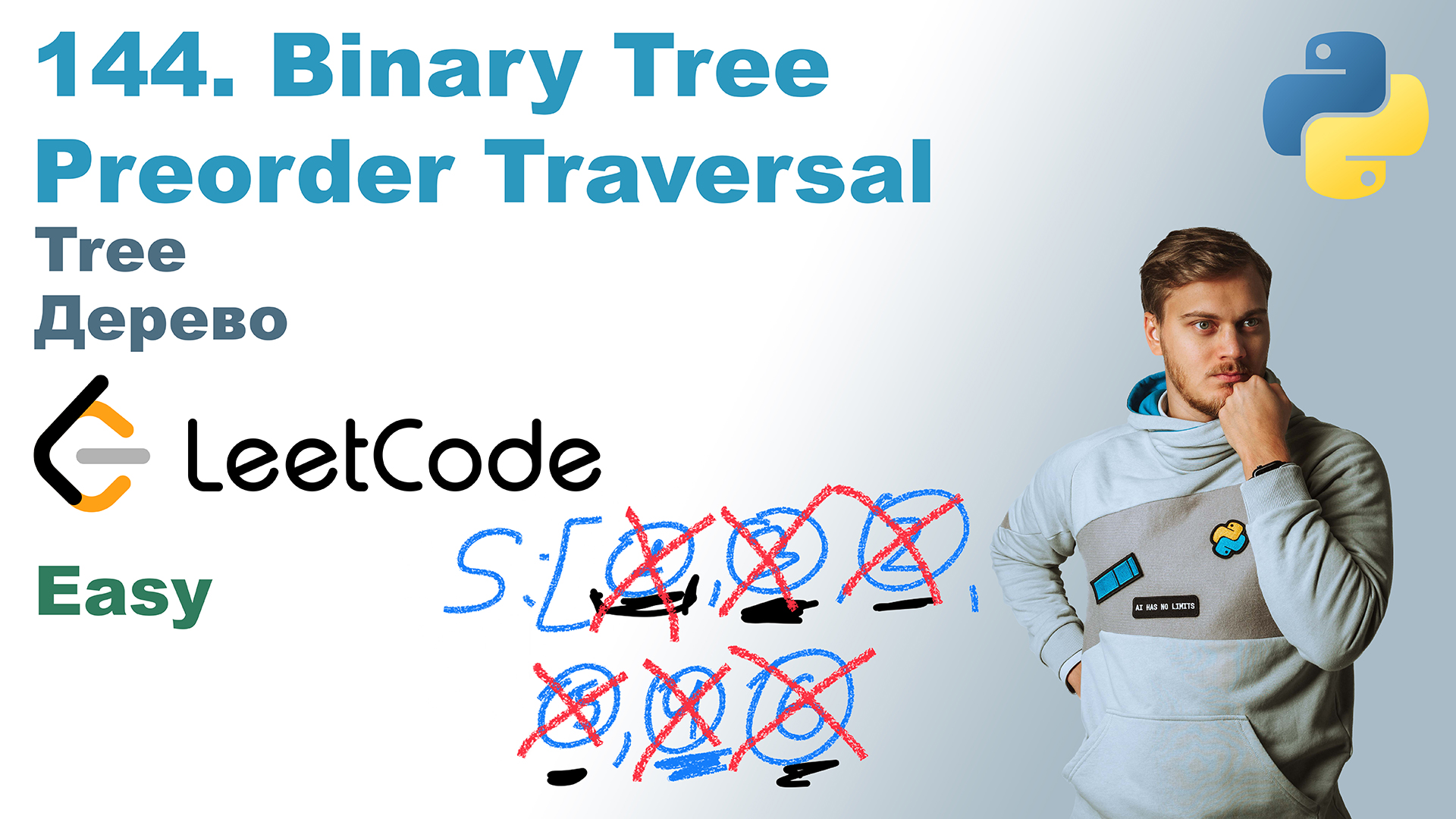 Binary Tree Preorder Traversal | Решение на Python | LeetCode 144