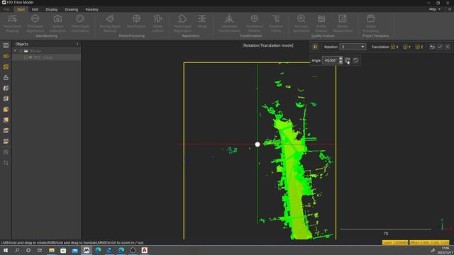 Trion Model-05 Как выполнить смещение или поворот облака точек