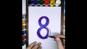 Рисуем фломастерами и раскрашиваем красками цифру 8.