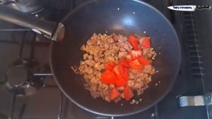 Лапша с мясным фаршем - Noodles with minced meat