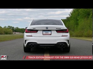 AWE Track Edition Exhaust for the BMW G20 M340i stock DP