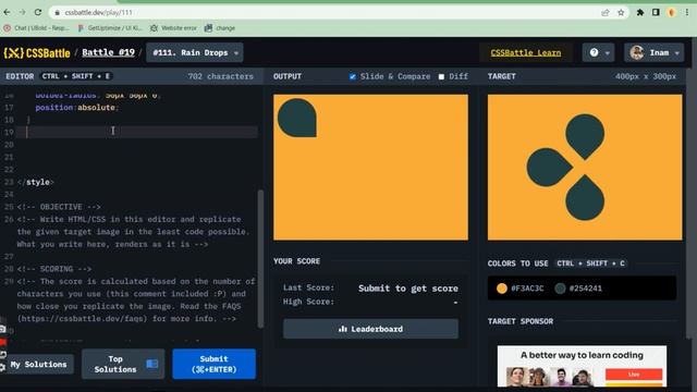 CSS BATTLE Target #111 Rain Drops [ Complete Solution ] смотреть онлайн