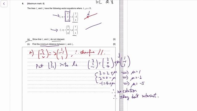 IB Math AA 2021 May TZ2 Paper 1 HL Q8 - Vector Equation смотреть онлайн