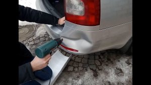 Skoda A5 восстановление пластикового бампера феном
