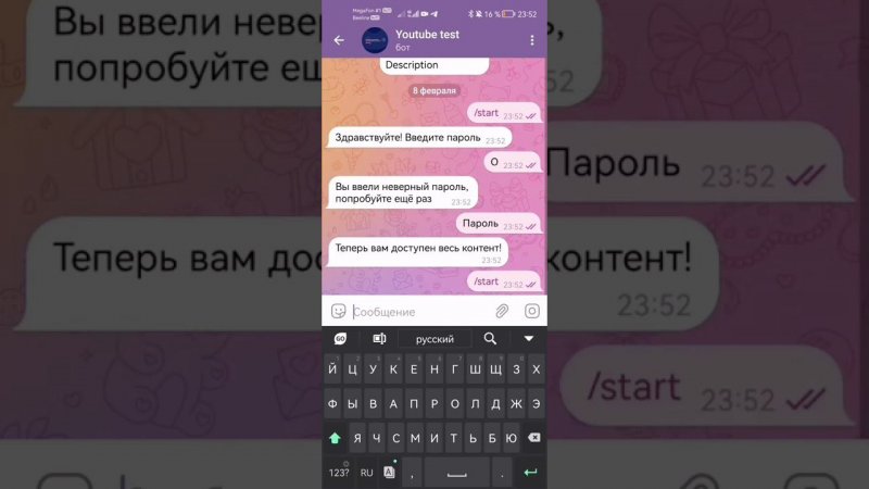 Как создать чат-бот с доступом по паролю