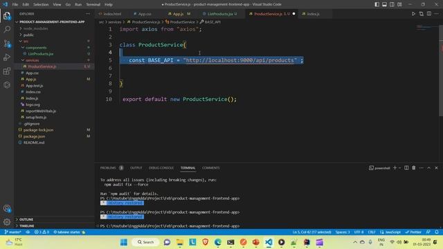Full Stack Web App | React | Spring Boot |Call Get API in React  |Product Management Web APP L10