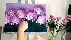 Пишем маслом цветы - розовые флоксы