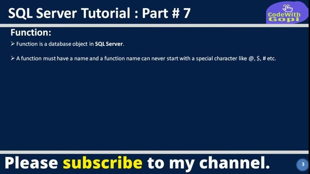 Functions In SQL Server - User Defined Scalar Functions In SQL - SQL Functions - SQL