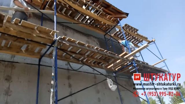 Штукатурка фасада дома по адресу микрорайон Рублёво Медвенское