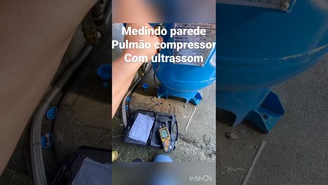 Medindo com Ultrasson parede pulmão de ar 250L alta pressão 40 bar compressor booster trabalhar pet