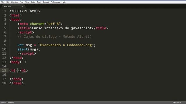 Curso Javascript - Ventana de dialogo alert