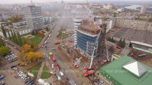 Пожар в офисном здании на ул. Зорге 3, Уфа - Аэросъемка