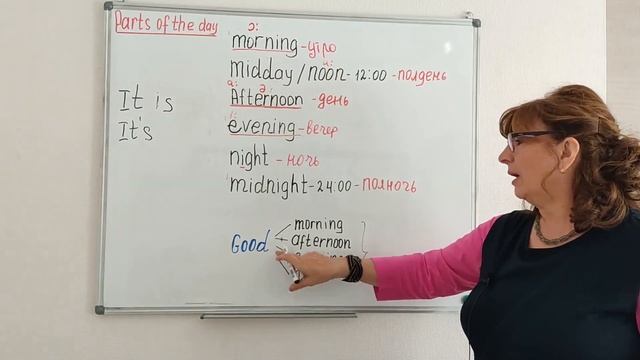 Англ. для нач-х.    Части дня ( Parts of the day) с предлогами. смотреть онлайн