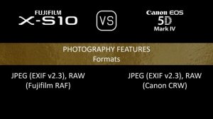 Fujifilm X-S10 vs. Canon EOS 5D Mark IV: A Comparison of Specifications