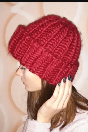 МК шапка крупной вязкой 100% меринос. Шапка "Алиса".