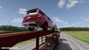 Flatbed Trailer Cars Transporatation with Truck   Pothole vs Car   McQueen BeamNG Drive