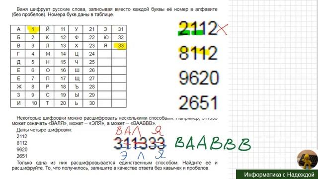 ОГЭ #2 Декодирование кодовой последовательности