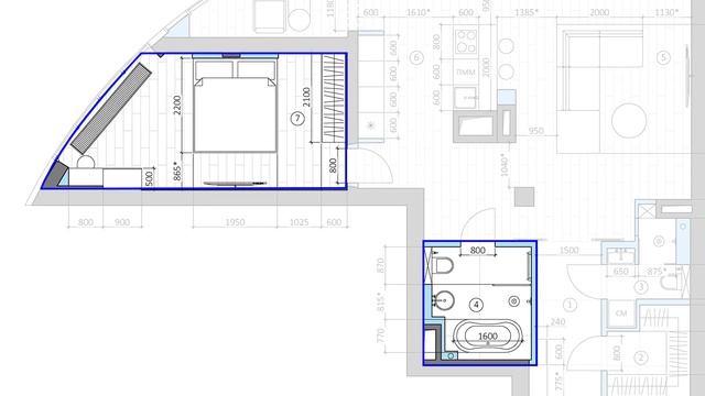 Квартира в стиле лофт-минимализм для холостяка. Планировка сложной формы. смотреть онлайн