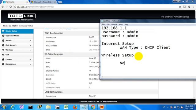 192.168.1.1   Настройка TOTOLINK Wifi