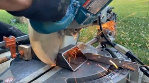 Makita LS1013 slow compound sliding miter saw with Evolution 10” metal cutting blade