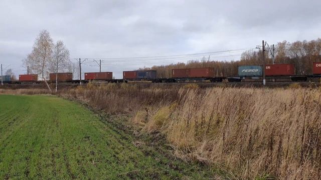 озимые и контейнерный на БМО. ВЛ10у-052 в районе Повадино смотреть онлайн