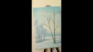 Как нарисовать пейзаж. Обзорное видео как быстро нарисовать зимний пейзаж.