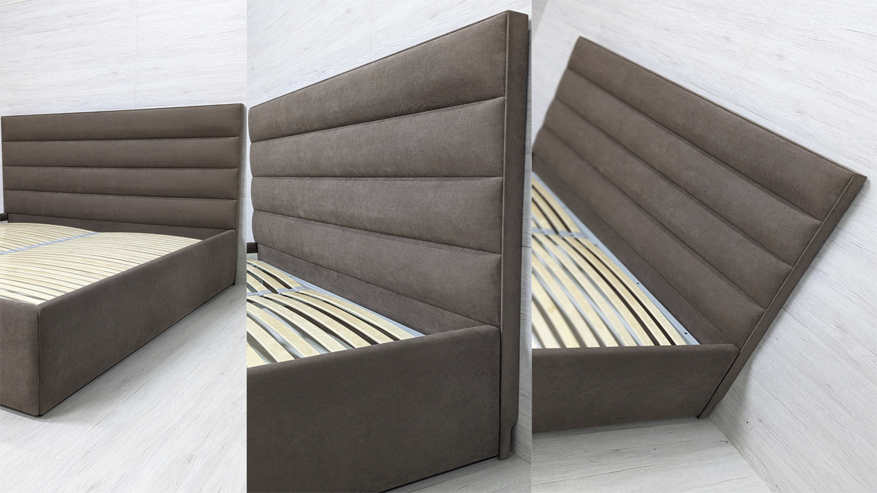 Дизайнерская кровать на заказ. Двуспальная модель Флагман в коричневом цвете