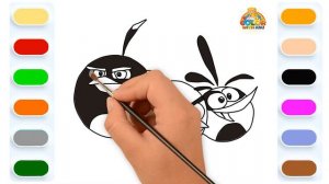 Learn to Draw Red, Chuck and Bomb from Angry Bird - Drawing and Coloring Tutorial for Kids